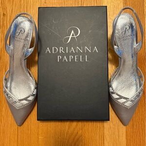 Adrianna Papell Silver Pointed Slingback Heels